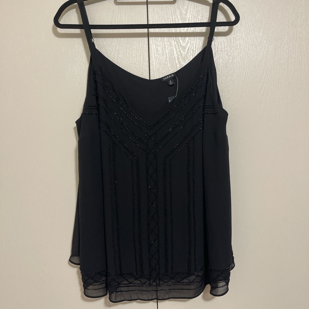 Torrid Black Camisole with Embroidered Detail